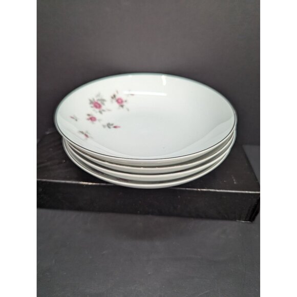 Noritake 6512 Garnet Rose Platinum Trim 7 1/4 Inch Bowl Set of 4 - Picture 9 of 10